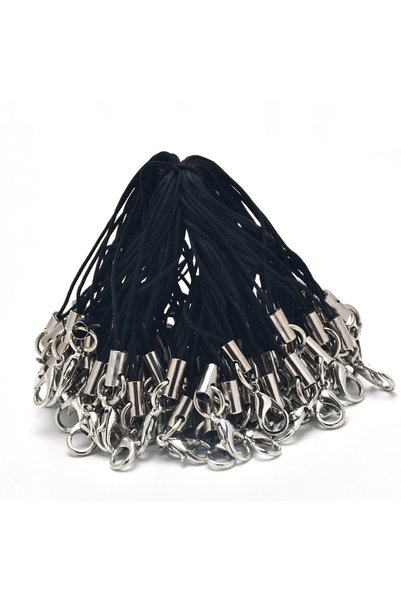 Choice Black 50pcs Black Strap Charm Cord Lanyard Lariat Strap Cords Lobster ...