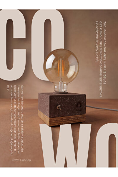 Glarus Atelier By COWO | Beton Masa Lambası - Modern Tasarım Gece Lambası, G9...