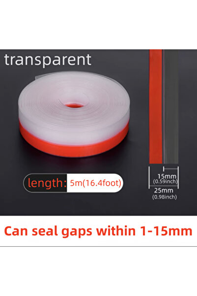 Choice 25mm 5m Translucent 1pc Silicone Seal Strip, Weather Stripping For Doo...