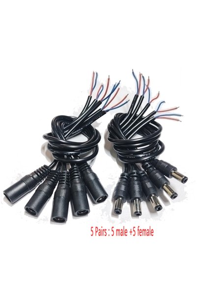 Choice1 5 Pairs DIY Creative 2/5 Pairs DC Cable Connector 5.5x2.1mm Male and ...