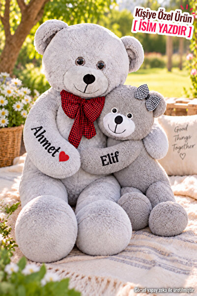 Pandamkee 2’li Anne ve Yavrulu Peluş Ayı Seti – 80 cm Büyük Peluş Ayı ve 50 c...