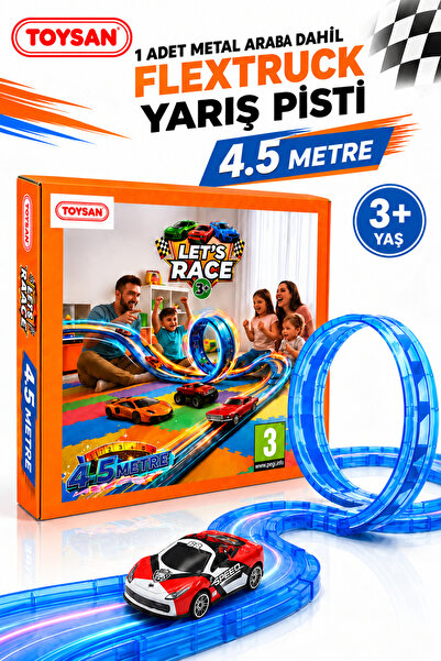 Toysan FLEX TRACK 1 METAL ARABALI Mavi Renk Esnek Yarış-Aksiyon Pisti 4.5 METRE