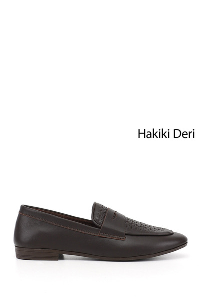 GÖNDERİ(R) Women's Brown Antique Printed Genuine Leather Loafers