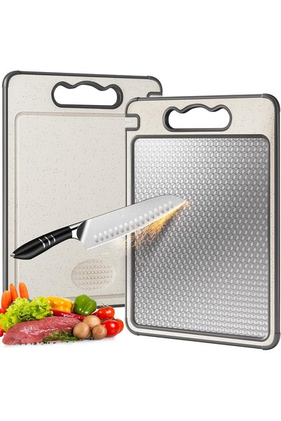 Choice 1pcs 1pcs Stainless Steel Cutting Board Double Sided Chopping Board fo...