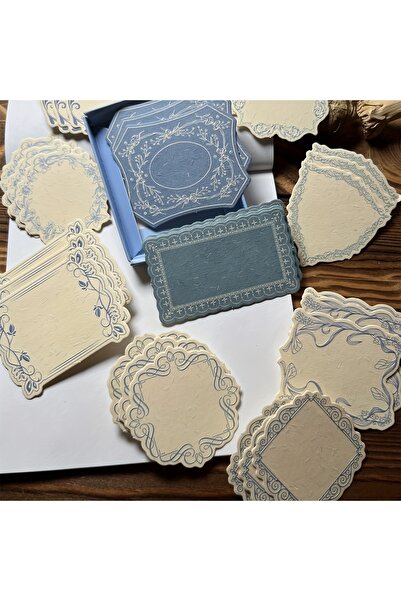 Choice Blue 30 sheets 30pcs/box Vintage Embossed Note Cards with Floral & Geo...