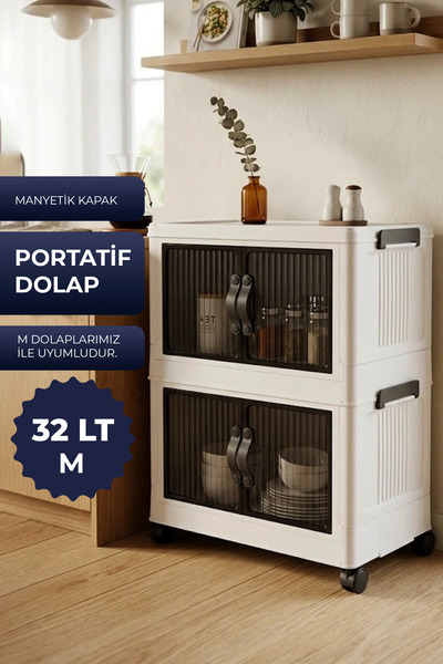 Kitchen Life 2'li Tekerlekli İstiflenebilir Portatif Katlanabilir Çok Amaçlı ...