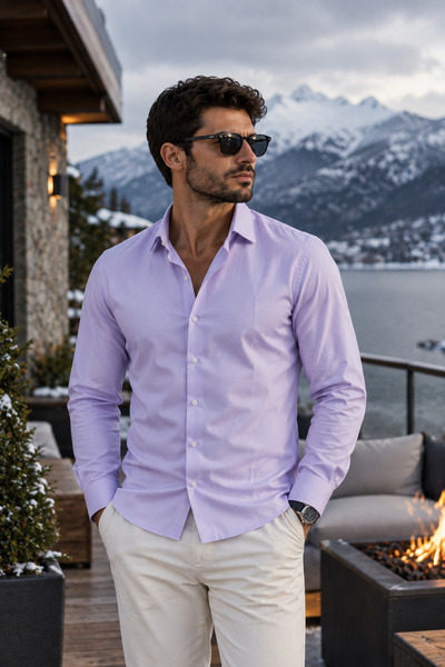 COLVIS MAN Men's Slimfit Slim Fit Cotton Satin Men's Shirt