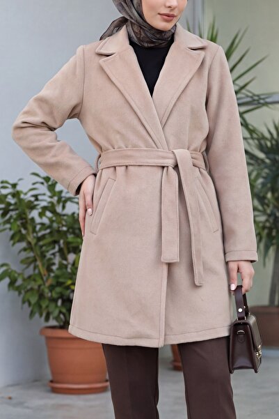 Modamorfo Women's Belted Coat 9171 - Beige