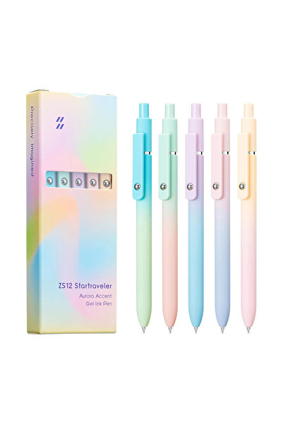 Choice black Aurora Gradient 5 Pcs/Set Aurora Gradient Colour Gel Pens 0.5mm ...