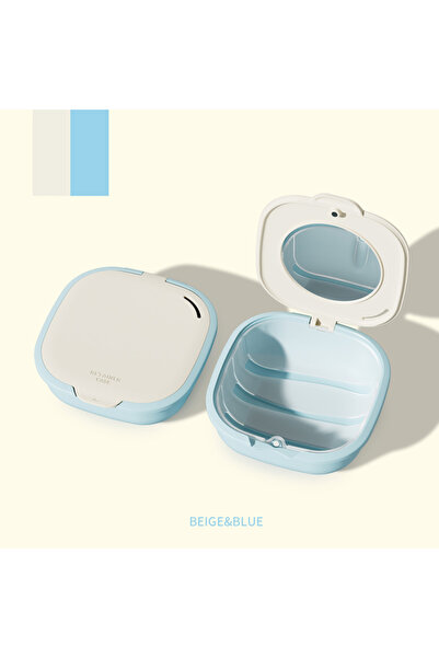 Choice1 BEIGE BLUE Vibrant Dopamine Dental Brace Box with Mirror and Drainage...