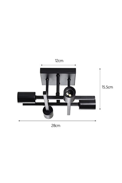 Choice1 NO bulb Black Modern Nordic 4-light ceiling light, E27 bulb base, liv...