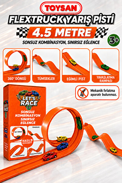 Toysan FLEX TRACK Turuncu Renk Esnek Yarış-Aksiyon Pisti 4.5 METRE