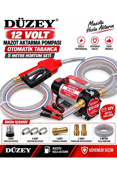 DÜZEY POMPA DÜZEY/12 VOLT MAZOT AKTARMA POMPASI&5 METRE TELLİ HORTUM&OTOMATİK...