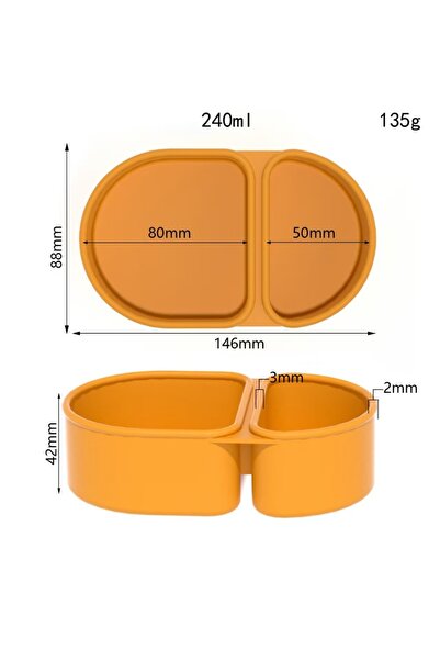Choice Orange Premium Silicone Reusable Snack Containers,Double Compartment S...