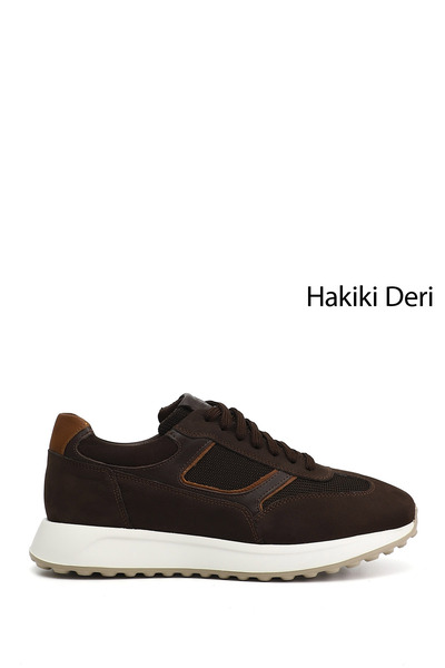GÖNDERİ(R) Men's Brown Suede Lace-Up Genuine Leather Sneaker