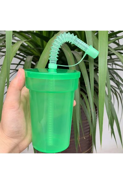 Choice 8pcs Set Green Neon Sipper Cups Reusable Spill-Proof Drinking Cups wit...