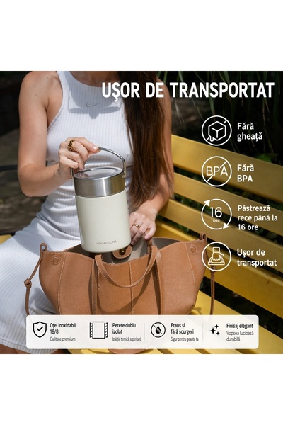 Kekhealth Răcitor portabil pentru lapte matern, 325ml, etanș, fără BPA, menține rece timp de 16 ore
