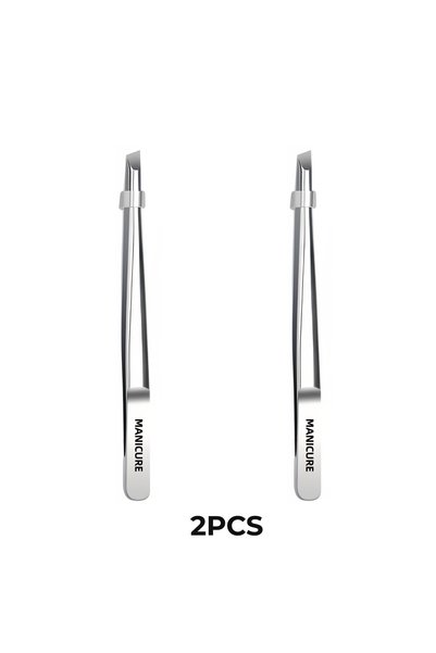 Choice4 2 pcs Stainless Steel Slant Tweezers with Non-Slip Tip - Heavy-Duty P...