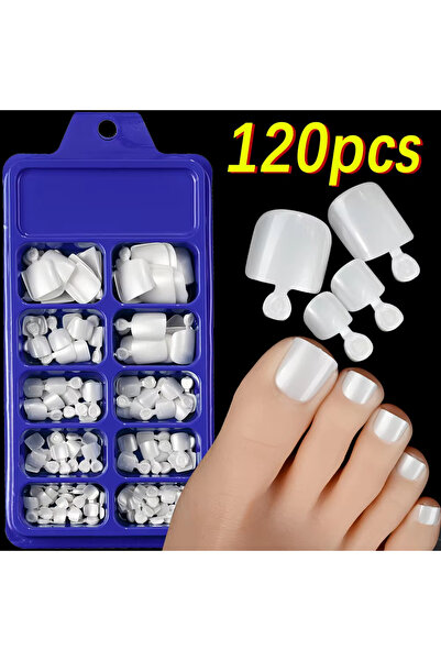 Choice Short Square WHITE 120Pcs Glossy Black Press On Toenails Short Square ...