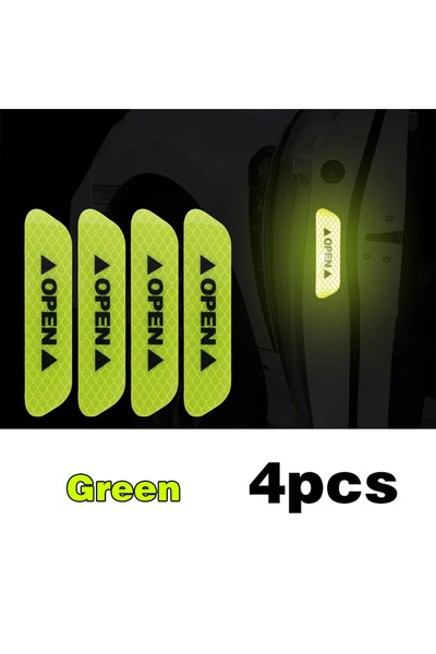 Choice 4PCS Green 4PCS Reflective Car Door Sticker Safety Opening Warning Ref...