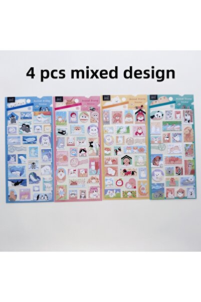 Choice4 4 pcs mixed design 1 pc/4 pcs Nekoni Animals Stamp Stickers Scrapbook...
