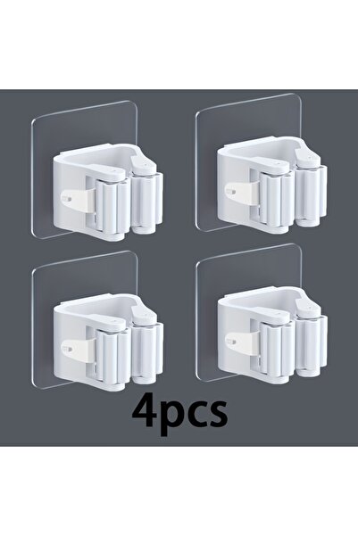 Choice 4pcs white 4pcs Easy-Install Wall-Mounted Mop & Broom Holder - Strong ...