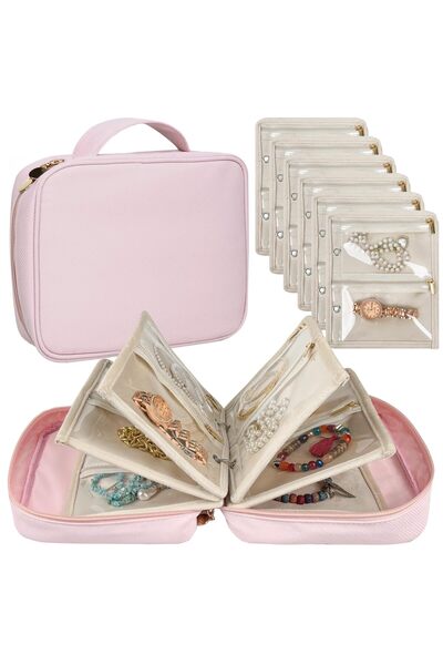 choice2 Pink Travel Jewelry Organizer Case,Jewelry Bags Jewelry Storage Book ...