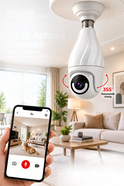 CROW'S TECH Wi-fi 360 Panoramik Ampul Kamera Gece Görüş Ses Akıllı Hareket Algılayıcı Güvenlik Kamerası CT-79