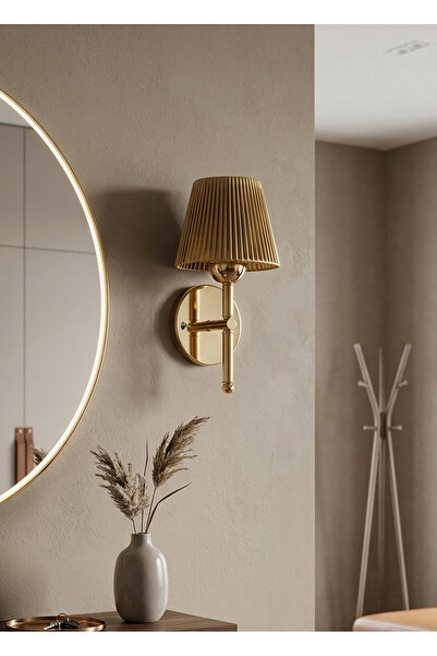Maison Avf Parlak Gold Deri Alt Parlak Gold Metal Duvar Aydınlatması Kablosuz...