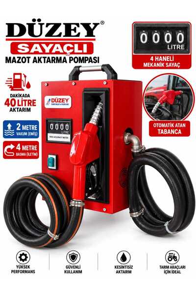 DÜZEY POMPA Düzey Pompa 12 Volt Sayaçlı Kapalı Tip Otomatik Mazot Aktarma Set...