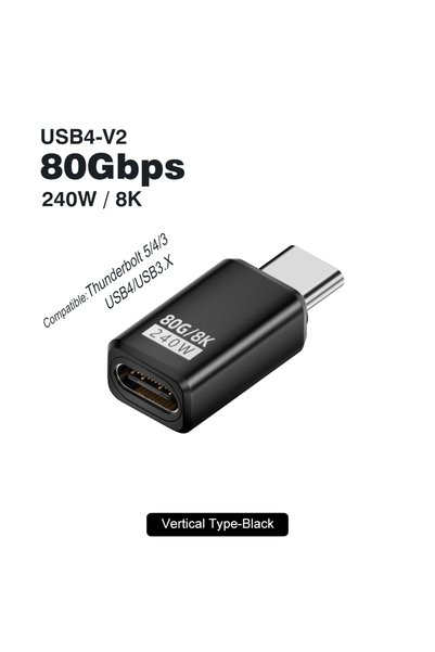 Choice 80Gbps Vertical Type USB4 V2 90 Degree Type C Angle Adapter 80Gbps Thu...