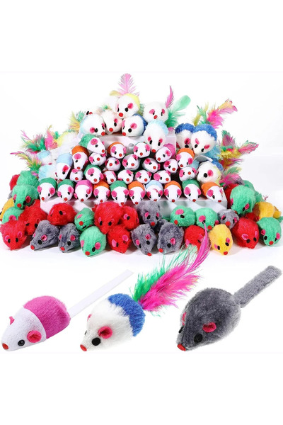 Choice 10PCS A-Assorted Color Rattle Cat Mouse Toys Also Prefilled Catnip Fau...