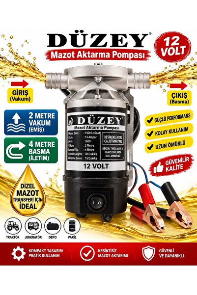 Düzey 12 Volt 3/4'' Hortum Çıkışlı Dıştan Çekme Mazot Aktarma(SIVI TRANSFER) ...