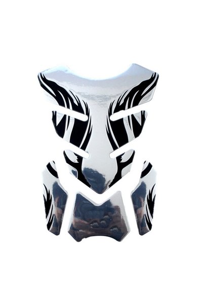 Choice1 Silver 1pc Motorcycle Tankpad Sticker Fishbone 3D Tank Pad Stickers O...