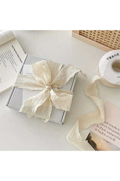 Choice Beige Bohemian Pleated Fabric Ribbon for Gifts & Bouquets. Textured Ri...