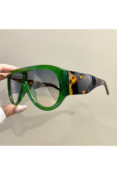 Choice4 Green Leopard gray Retro Oversized Pilot Sunglasses Women Fashion Lux...