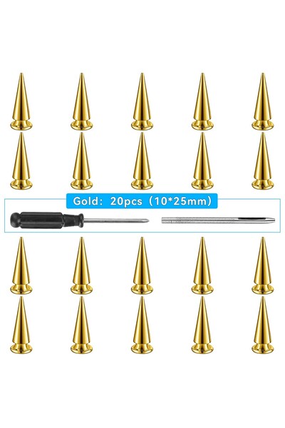 Choice15 10x25 مم ذهبي 20 قطعة 20/60 قطعة مسامير برشام بانك، مسامير مخروطية ذ...