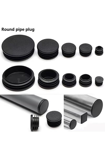 Choice 50mm 8pcs Pipe End Blanking Caps Bung Tube Insert Plug Round Black Fur...
