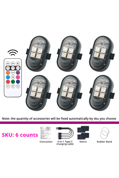 choice2 مجموعة من 6 قطع إضاءة LED RGB للسيارة مع جهاز تحكم عن بعد، أضواء تحت ...