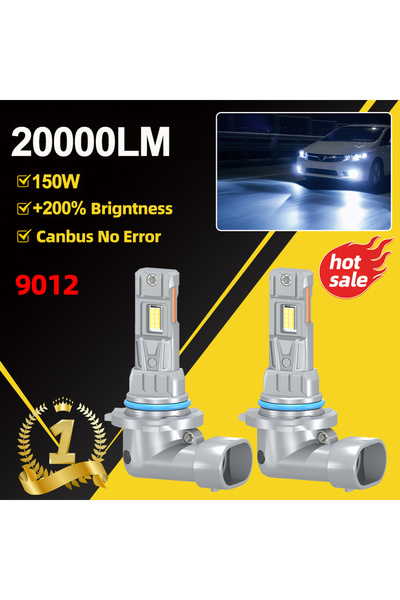 Choice مصباح أمامي LED عالمي 9012(HIR2) بقوة 6000 كلفن أبيض بارد، 20000 لومن،...
