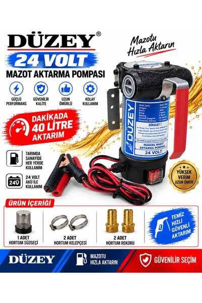 DÜZEY POMPA DÜZEY/24 VOLT(DK/LİTRE:40 LİTRE) RÖTARLI TİP MAZOT AKTARMA POMPASI