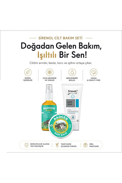 Sirenol Badger Organic Baby Oil, Cream and Sirenol Organic Diaper Rash Cream Set