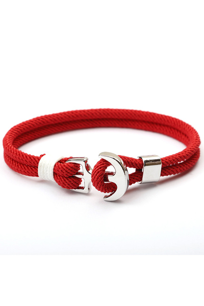 Choice red Stainless Steel Men Bracelet Double Layer Braided Thread Braslet F...