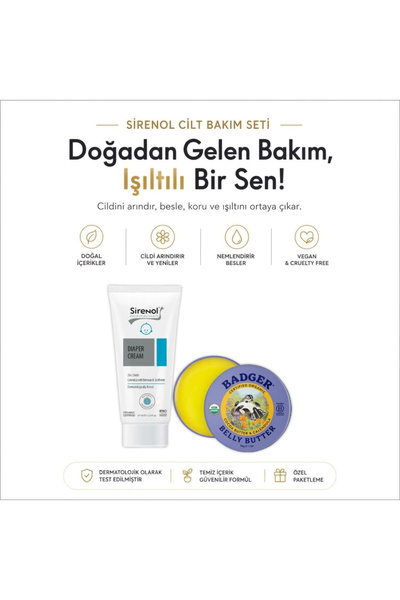 Sirenol Badger Karın Bölgesi Nemlendirici Krem ve Bebek Pişik Kremi Set