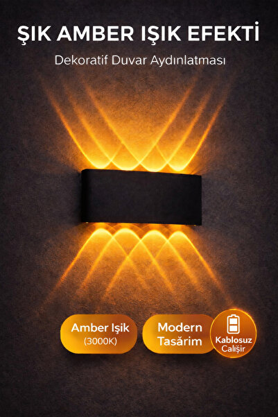 luxshome Pilli Led Işık Aplik Çift Yön Aplik Masa Lambası Mutfak Banyo Dolabı...