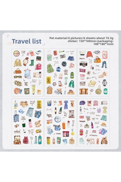 Choice4 C 6sheets Vintage Scrapbook Stickers PET Diary collage Sticker Pack f...