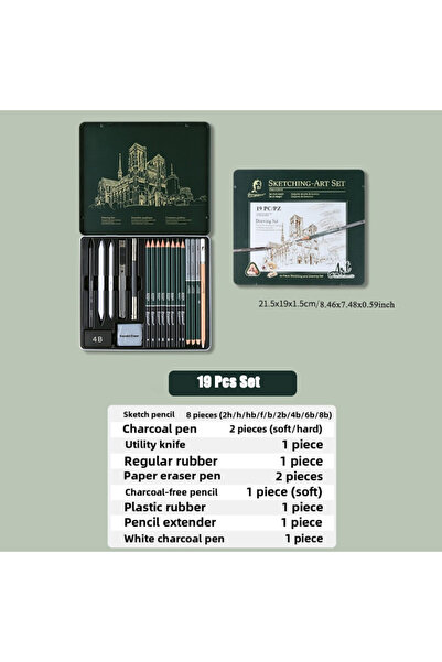 Choice1 19Pcs Set Professional Drawing Pencil Set 10/12/19 Pcs Sketch Pencils...