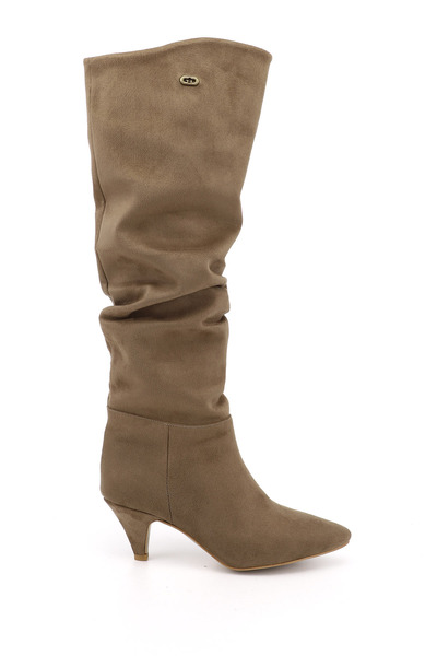 GÖNDERİ(R) Women's Mink Suede Pointed Toe Bellows Thin Heeled Boots