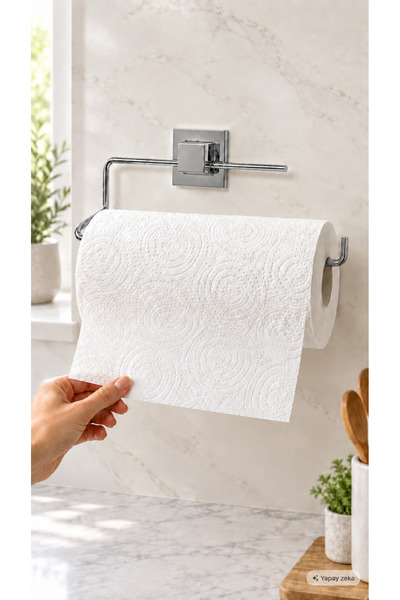 Hagen Metal Paper Towel Holder Rustproof Chrome Plated Adhesive Bathroom Towel Holder Bathroom Hanger