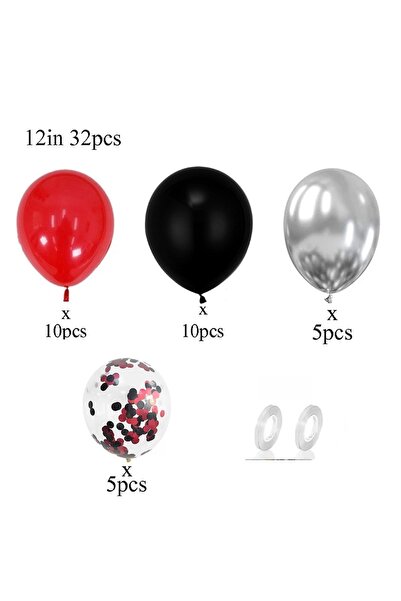 Choice 12INCH 32pcs 32pcs Balloon Set with Red and Black Balloons Colorful Co...